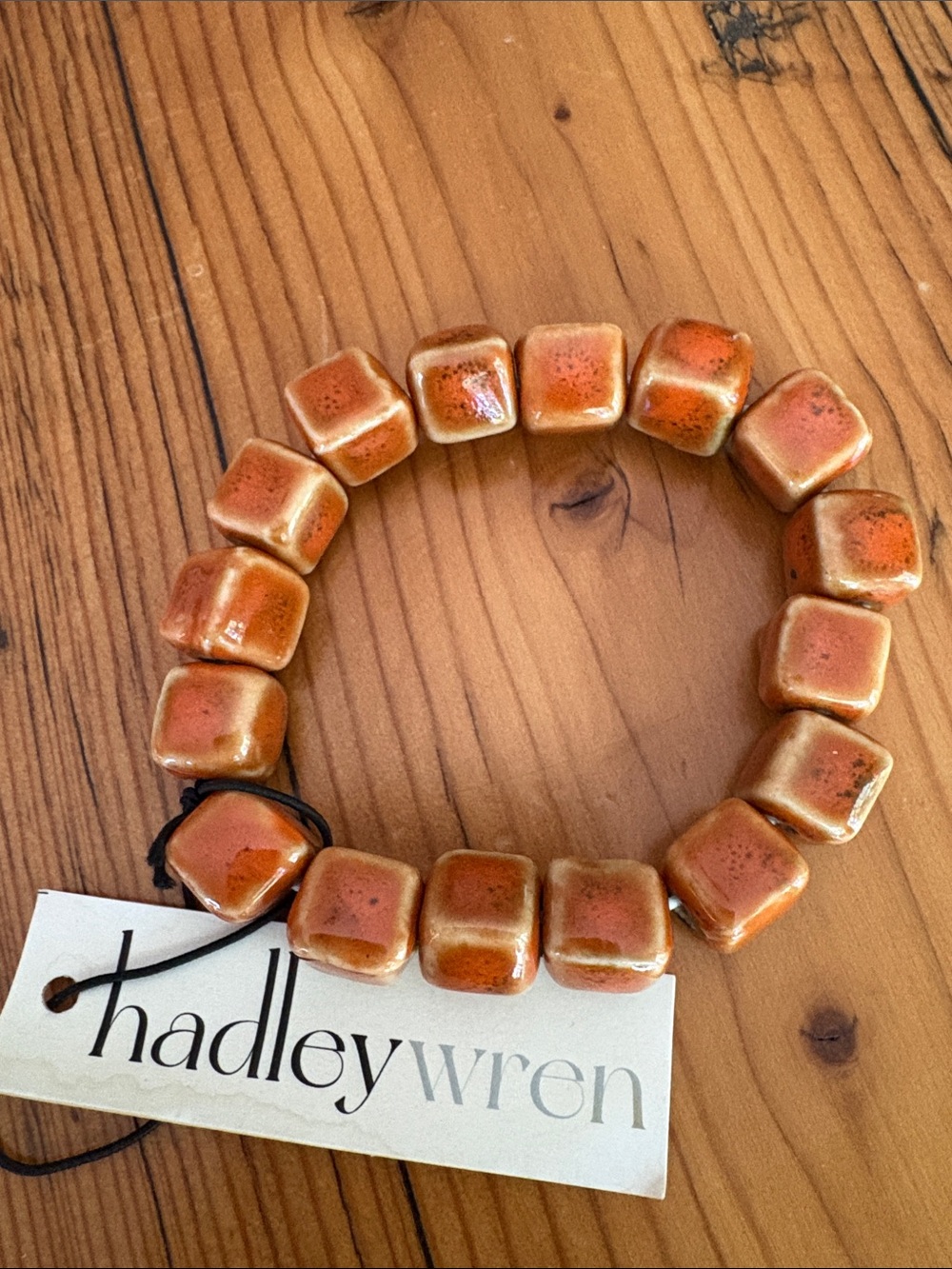Orange Ceramic Bead Stretch Bracelet